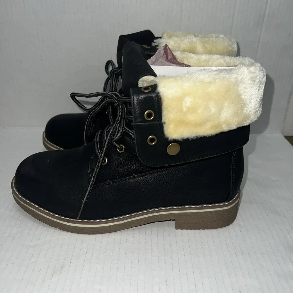 Dream Paris‎ Black Lined Faux-Fur  Boots Women's Size 7.5 NEW